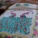 RESERVED for KELLI---50's Vintage double peacock chenille bedspread 86X102 inches