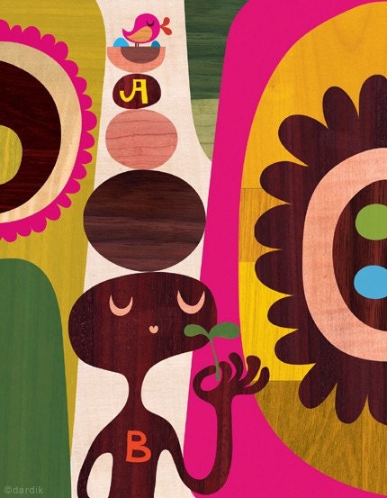 smell the flowers... limited edition giclee print of an original illustration (8.5 x 11in)