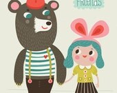 bestest friends... limited edition giclee print of an original illustration (8 x 10 in)