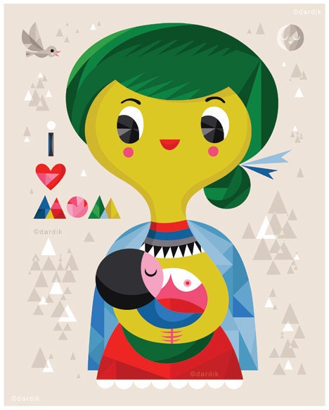 MOM LOVE - limited edition giclee print of an original illustration (8 x 10 in)