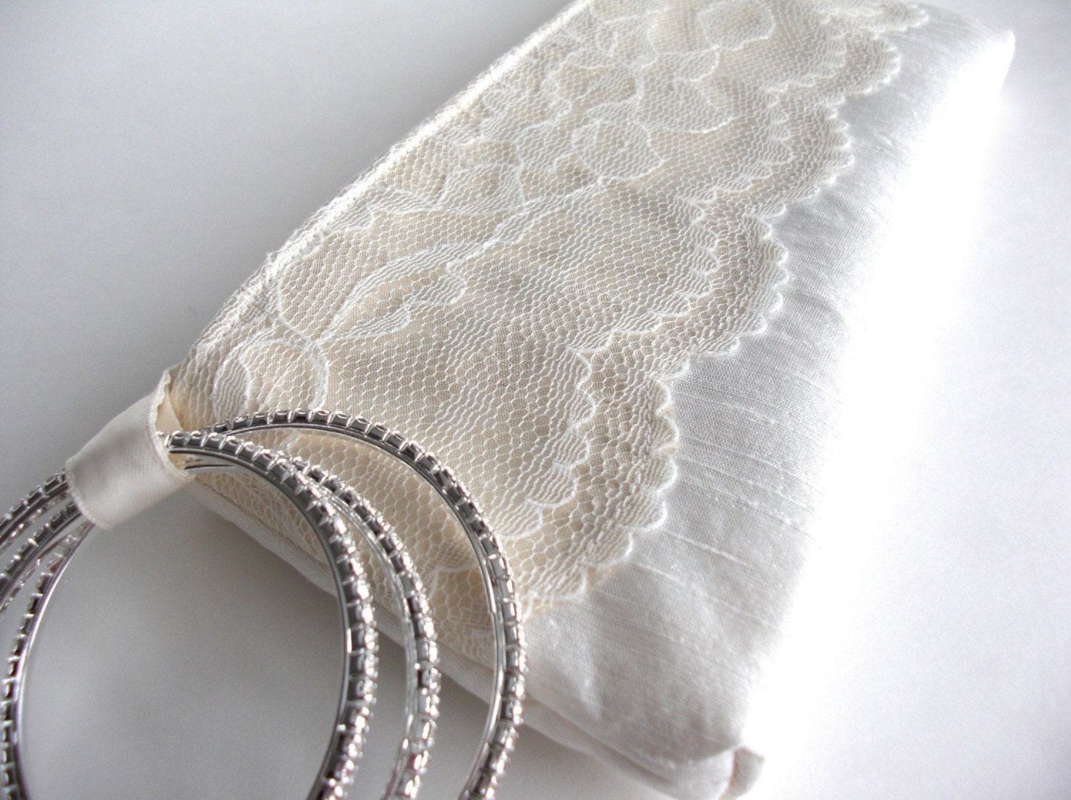 Bridal Accessories, Clutch,  "Lacy KeepBag," Ivory/cream with lace