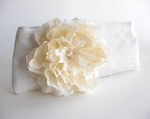 Bridal Accessories, clutches, "Peony Clutch" in Ivory with pearls and crystals