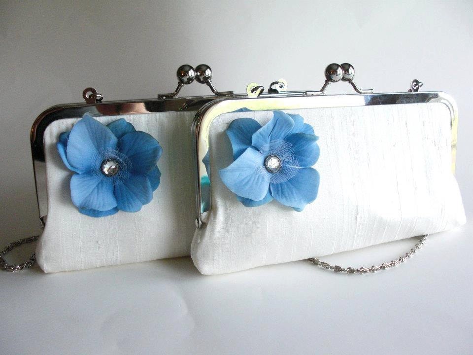 Wedding party, flower girl, accessories, Custom Flower Girl Purses in Ivory with Accent Color