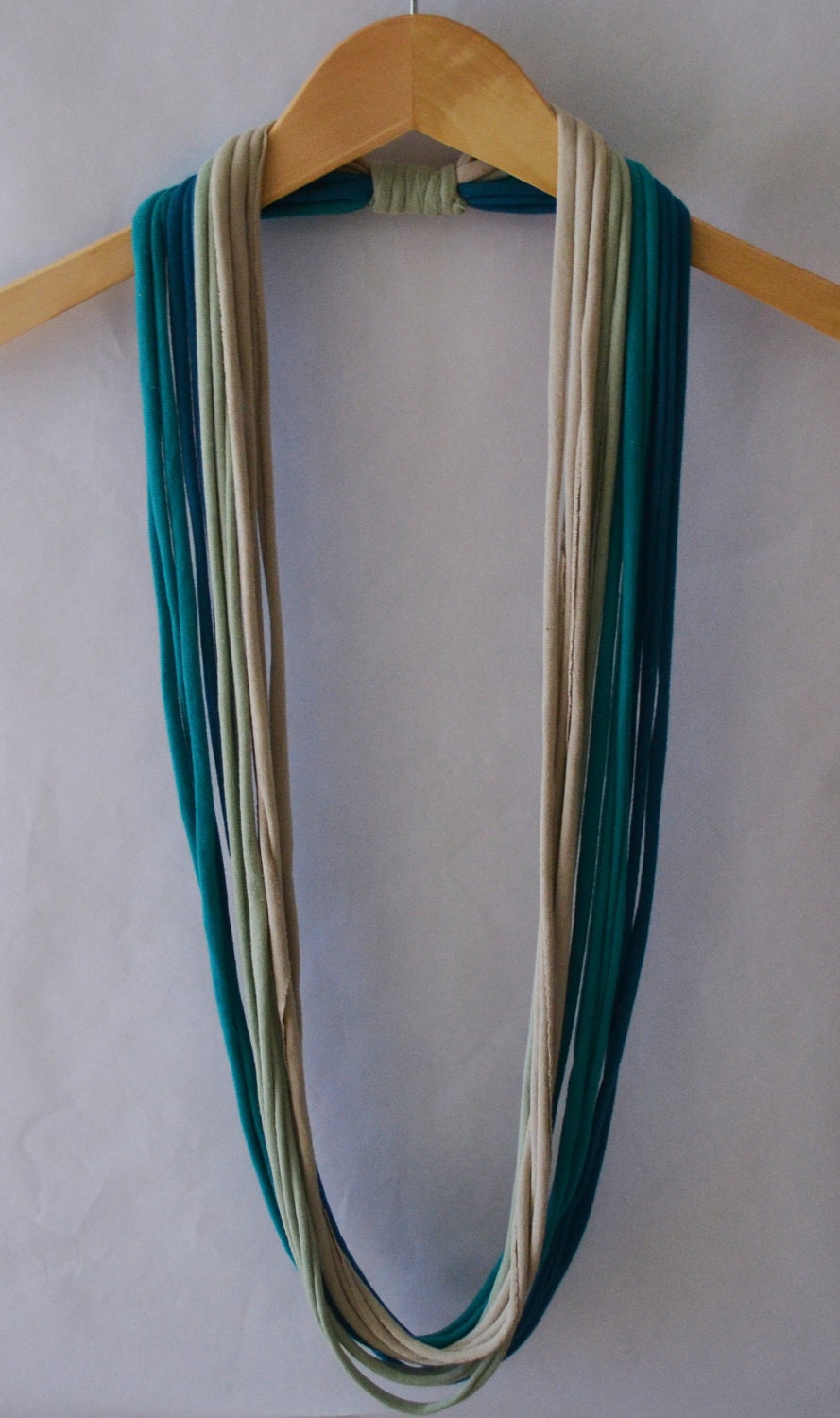 Jersey t shirt scarf in Ocean - dark teal, green-blue, sand, and serene green