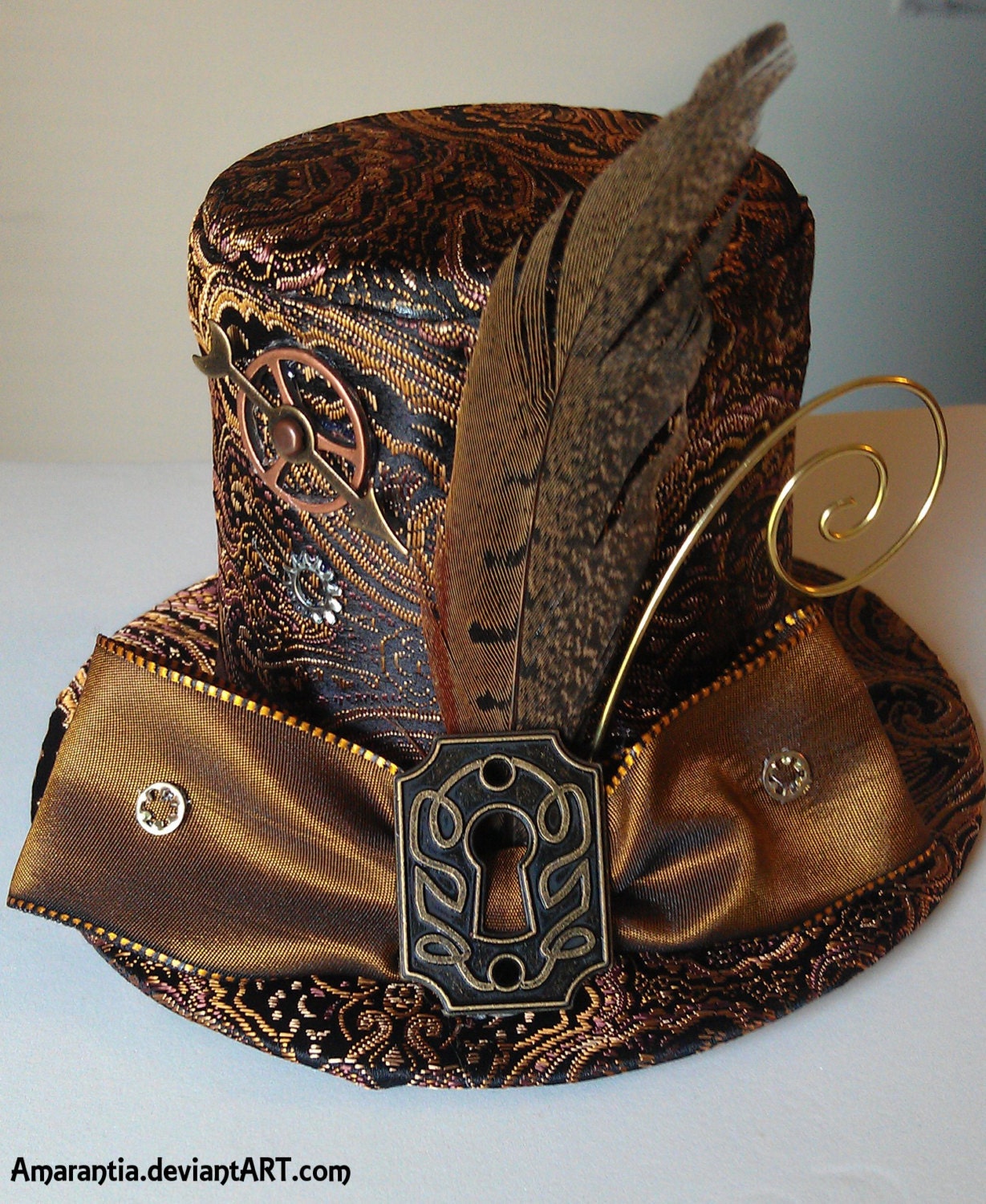 Timeless Steampunk mini Victorian top hat with keyhole and gears