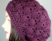 Organic Cotton Tam Crochet Shells in Wine