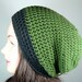 Organic Cotton Slouch Skater Beanie in Grass Green, Black