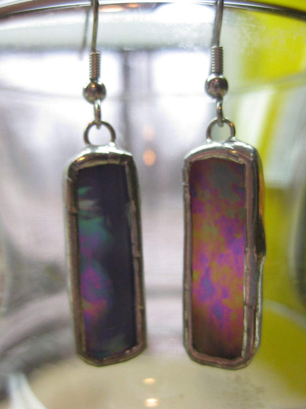 Stained Glass earrings in Irridized Purple