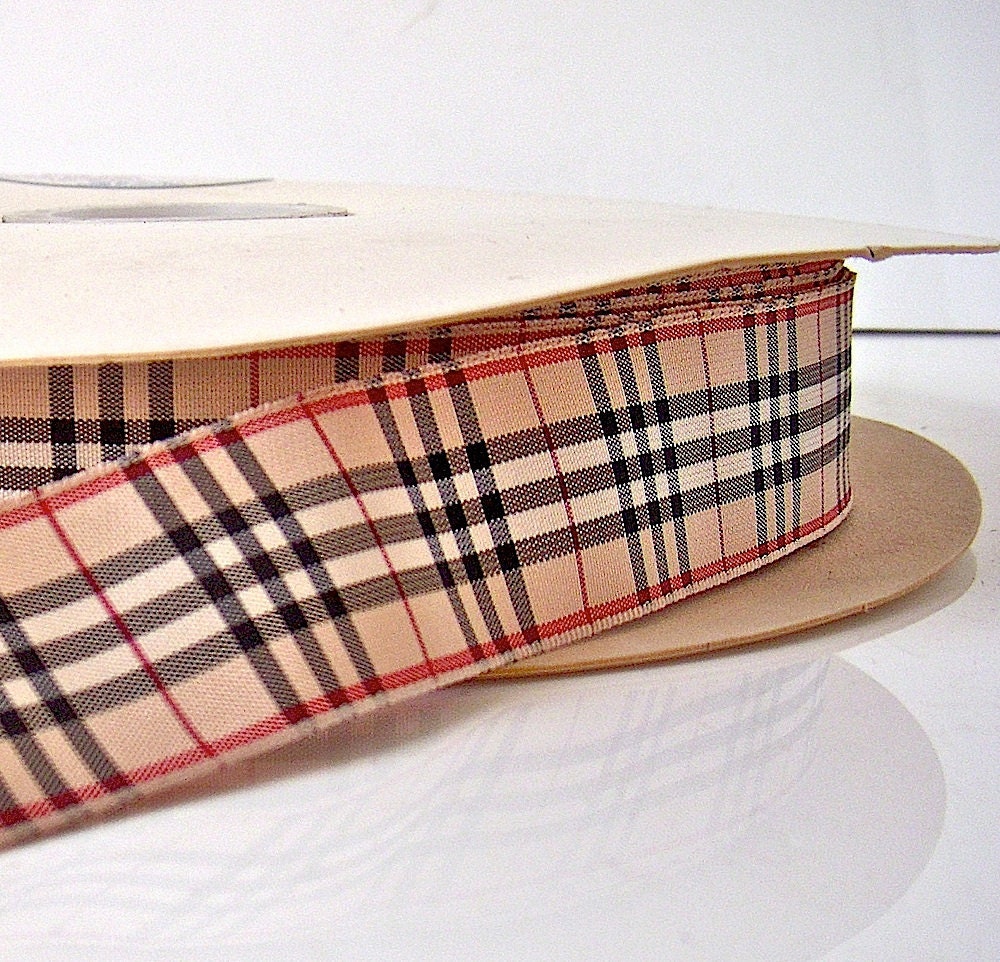 Burberry ribbon yardage Burberry tartan plaid by CoolVintageFinds