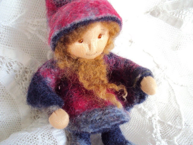 Vintage Gnome Doll, felted wool handmade native of Bern, Switzerland