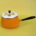 Groovy Orange Flower Enamel Pot - vintage 1970s