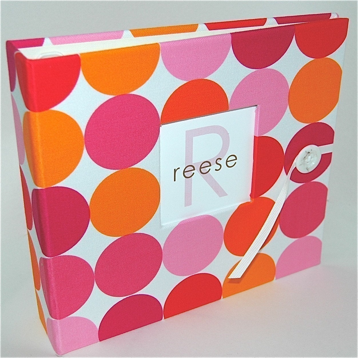 GIRL Modern Baby Memory Book . Mod Pink and Orange Dot Album