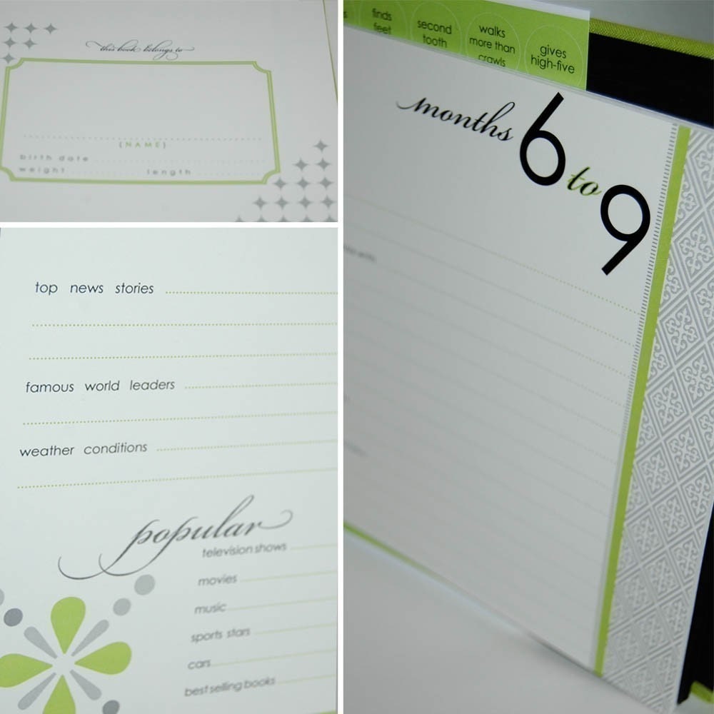 NEUTRAL Modern Baby Memory Book . Bermuda Stripes Album