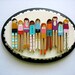 handmade wooden folk art mini clothespin dolls plaque ...girls on parade