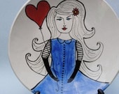 plate ceramic dish illustrated ceramics art plate red heart balloon