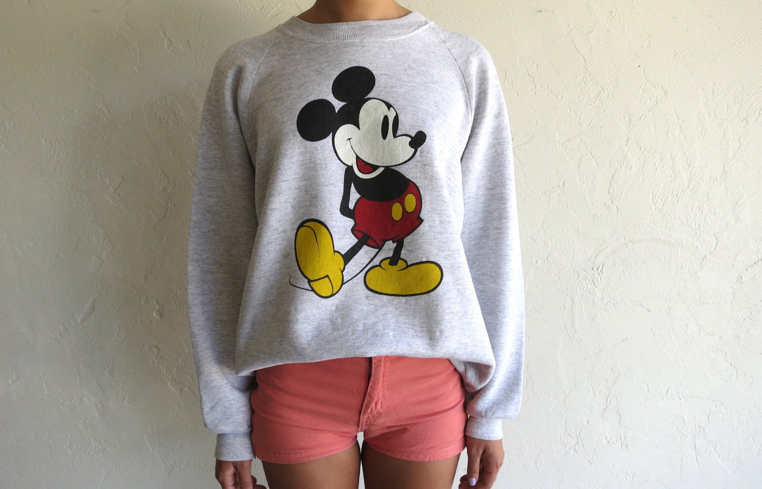 Vintage Mickey Mouse Heather Grey Crewneck Sweatshirt