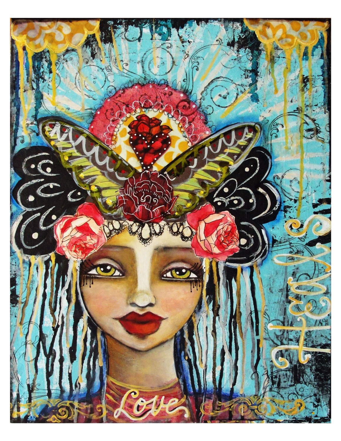 Love Heals Fine Art Print of Mixed Media painting
