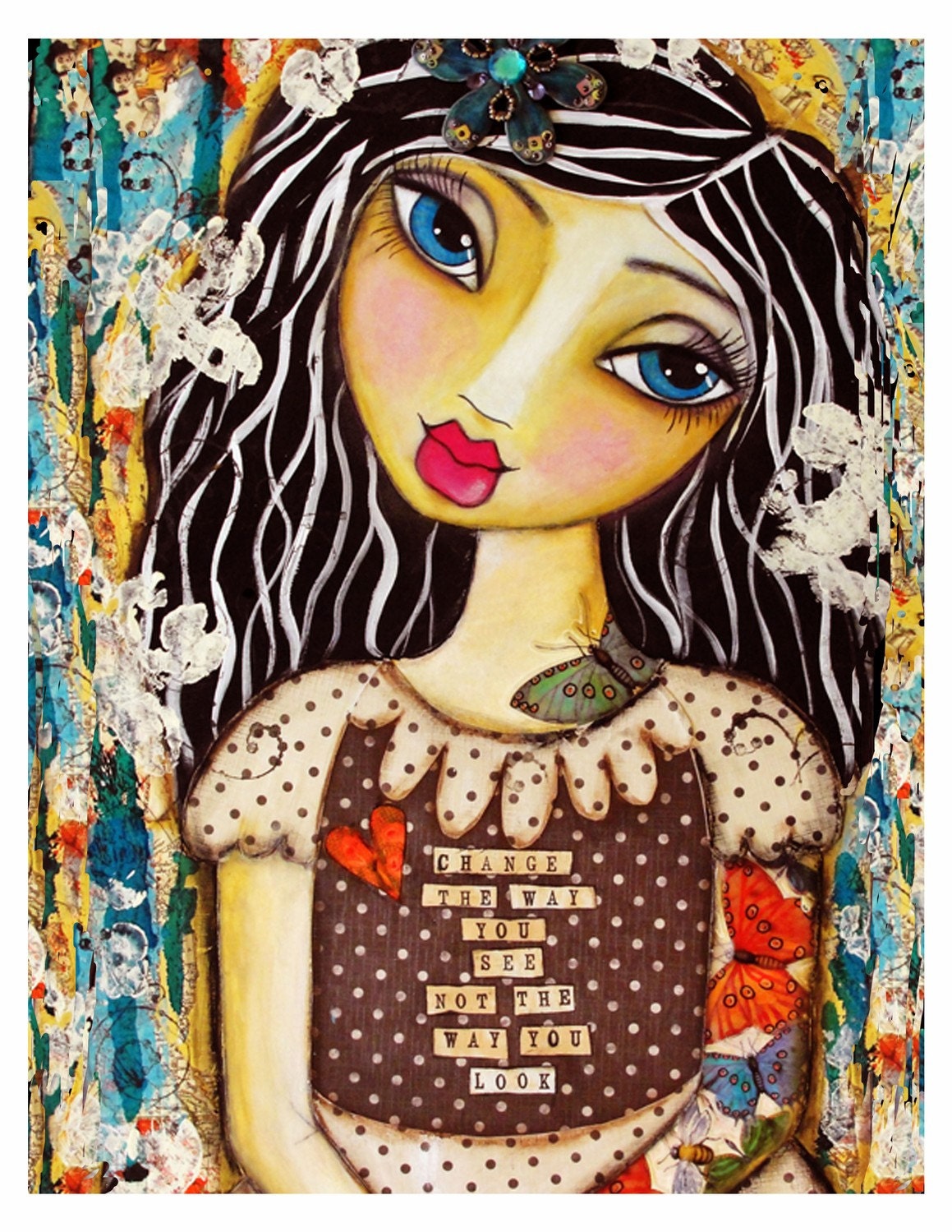 Tattoo Girl (Change The Way You See Not The Way You Look) Fine Art Print of Mixed Media painting