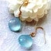 Sale///  Aqua chalcedony briolettes in 14k gold filled dangle earrings