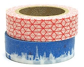 Decollections Masking Tape - Red Geometric - single roll - Misty