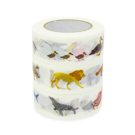 Colte Washi Masking Tape - Animals from Sky, Land & Sea - Wide Set 3 - Kids