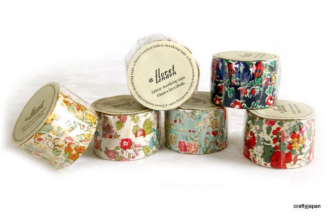 Liberty of London Fabric Masking Tape - Poppy & Daisy in Beige - Set 2