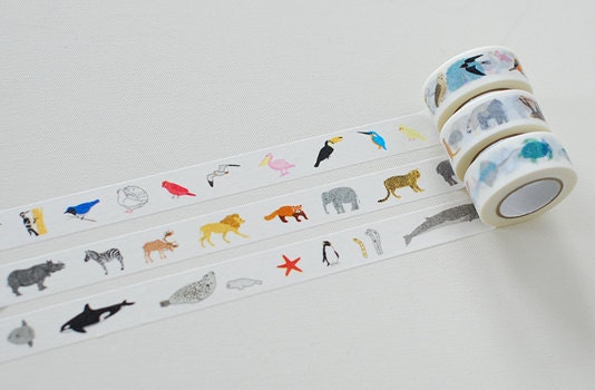 Colte Washi Masking Tape - Animals from Sky, Land & Sea - Wide Set 3 - Kids