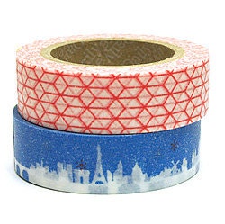 Decollections Masking Tape - Red Geometric - single roll - Misty