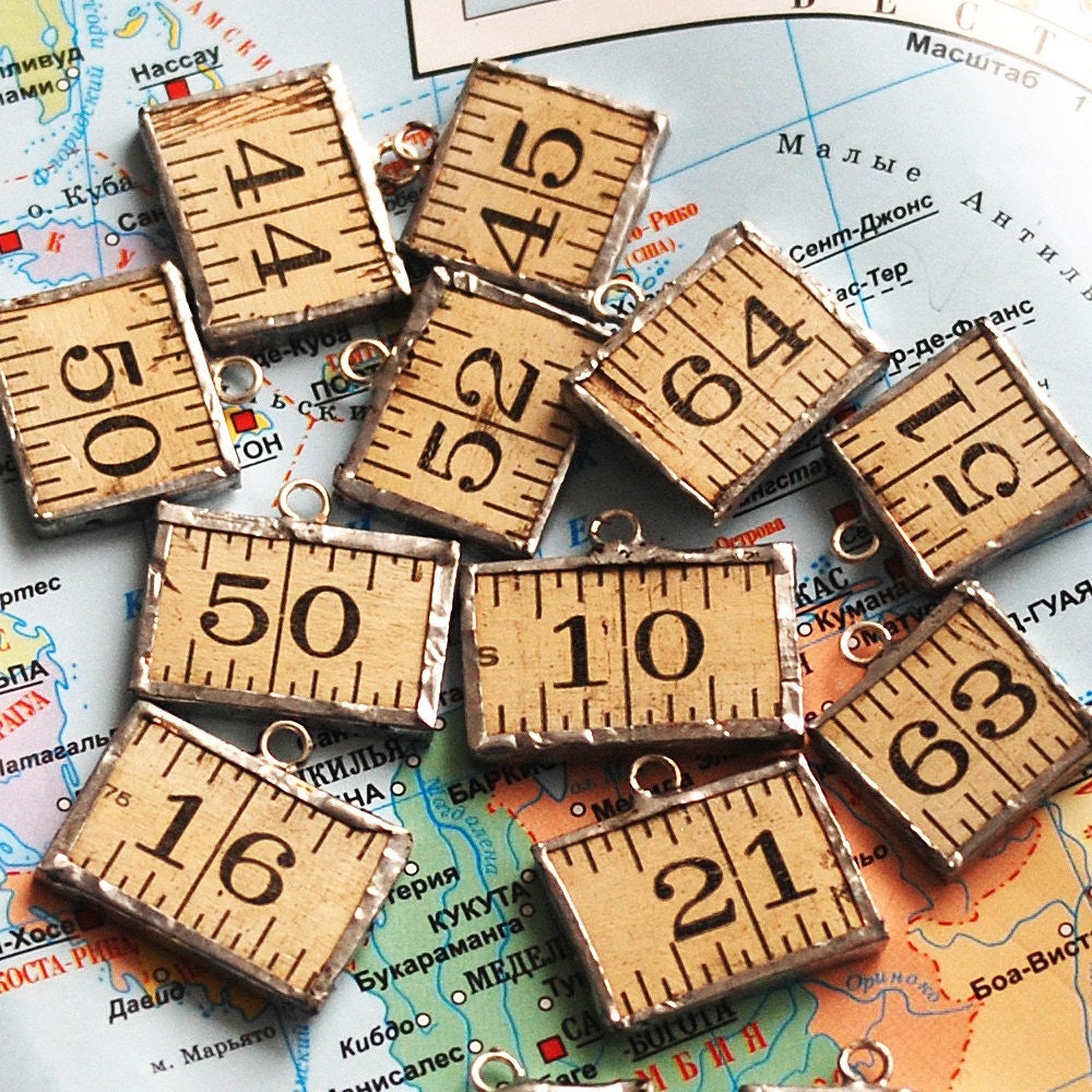 charms made from a vintage ruler... for your bracelets, necklaces... JEWELRY or in any way you would want it to CHARM lot POVT