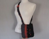 SALE... Black, Gray, and Orange Felted Bag Embellished with Lampworked Beads