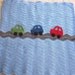 Crochet Cars Ripple Blanket  - A Baby Boy Ripple Afghan in Blue and Gray with Green, Blue, Red Car Appliques - 31 x 33 Size