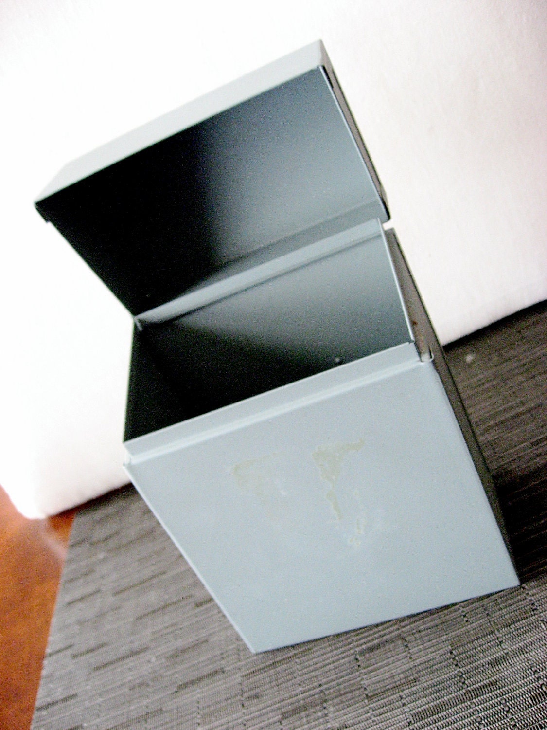 Industrial Gray Metal Hinged File Box for 5x7