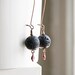 Black and Red Earrings Volcanic Lava Rock and Red Garnet Dangle Earrings