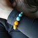Yellow Sun, Sky Blue, Grey and Ivory Stone Beaded Bracelet Europeanstreetteam