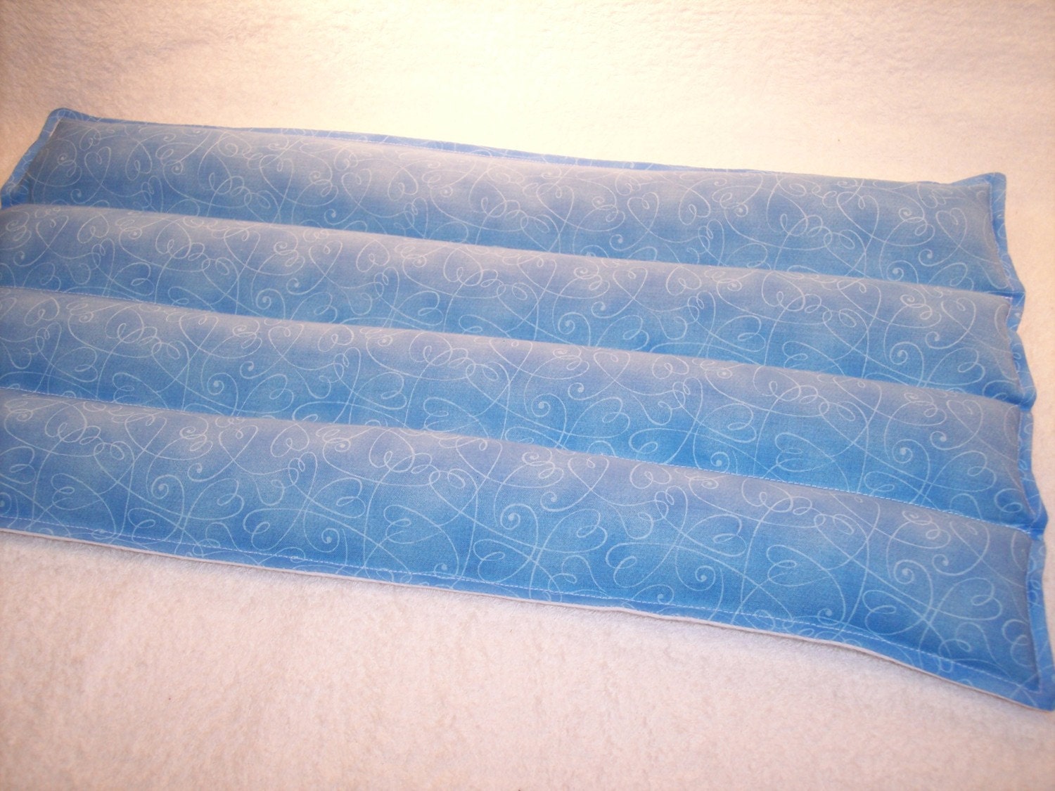 EXTRA LARGE Heat Wrap Microwave Hot or Cold Lumbar Therapy Back Relief Heat Pack 19 x 11 in Light Blue Heart Swirls