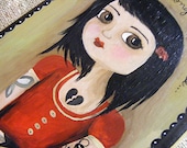 Melancholy Girl Lost Love Dark Folk Art Painting