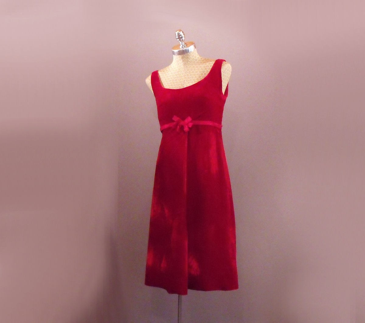 1960s Lord and Taylor Red Velvet Cocktail Dress