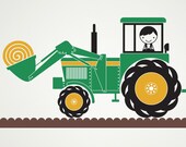 Kids Tractor Wall Decal: Personalized Name Hay Wagon Baby Nursery Children