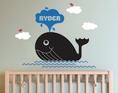 Whale Wall Decal: Kids Personalized Name Nautical Nursery