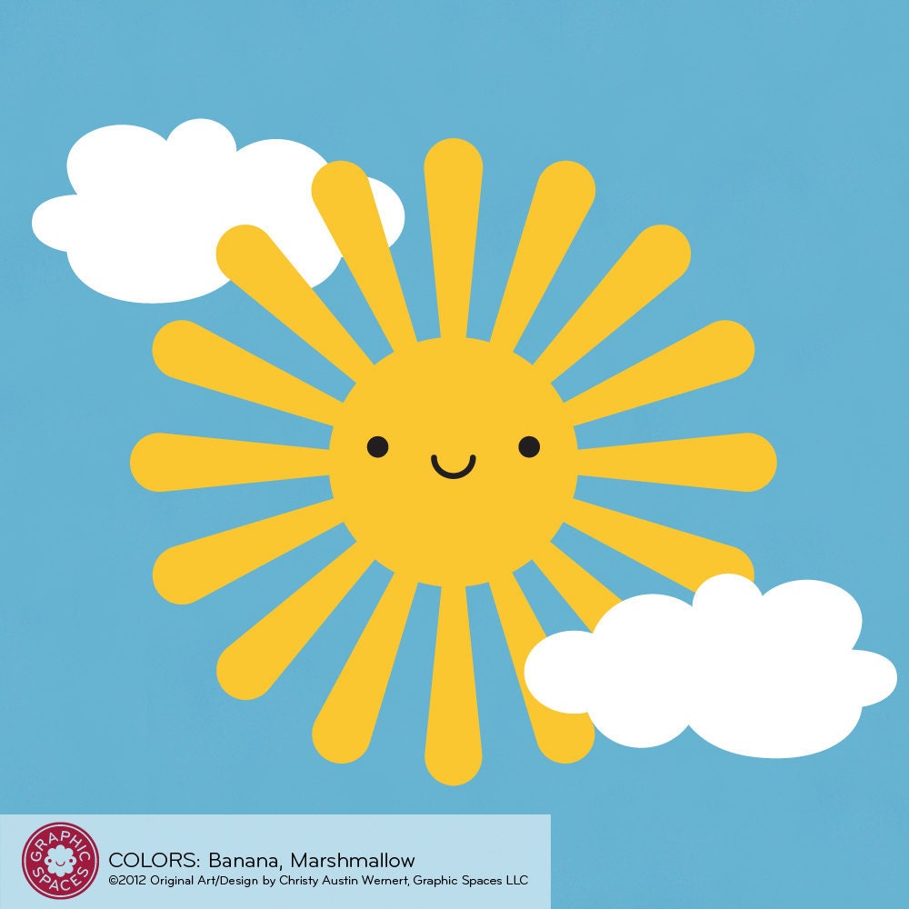 Happy Sun Decal Wall Sticker for Children Baby Nursery