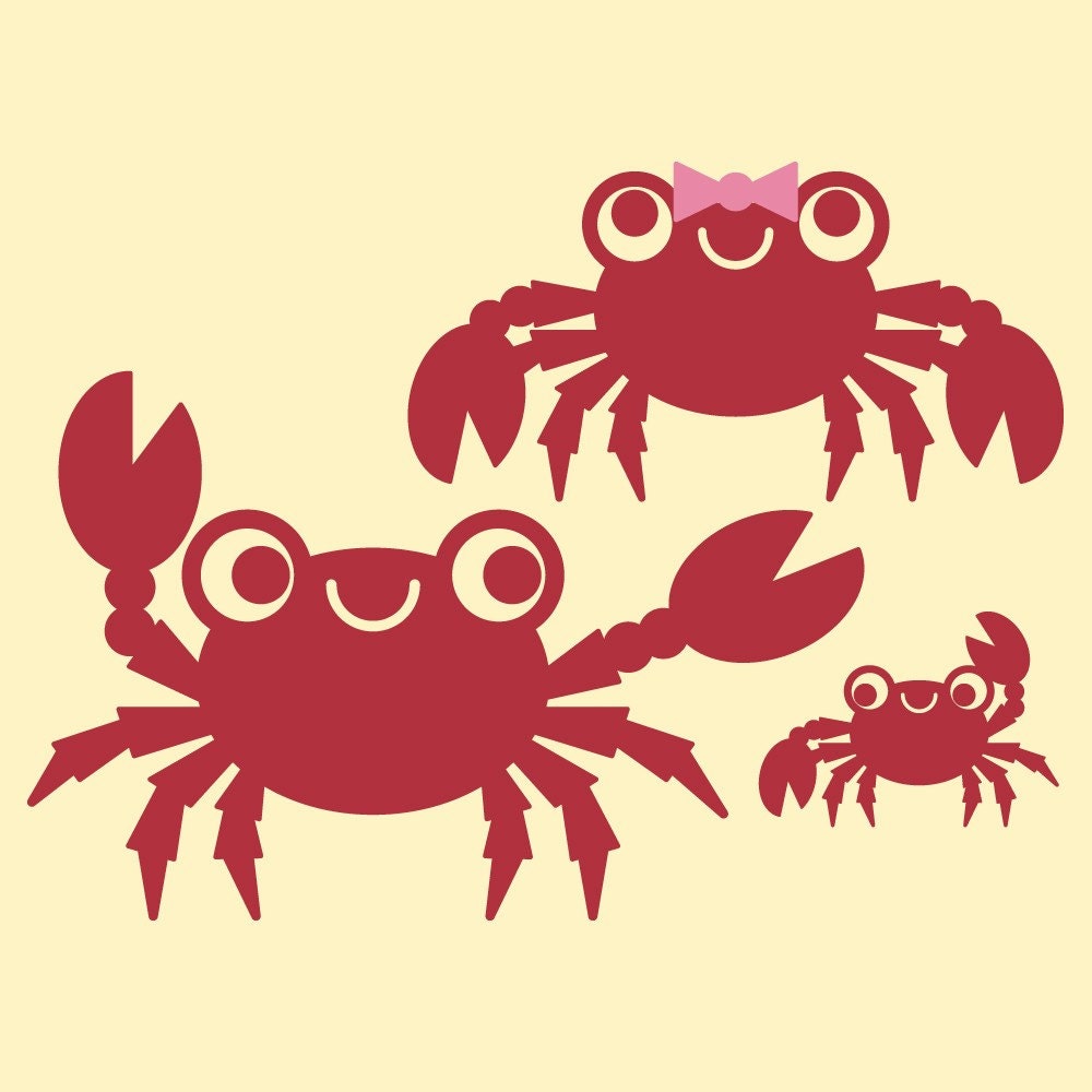Happy Crab Wall Decals: Kids Beach Ocean Nursery