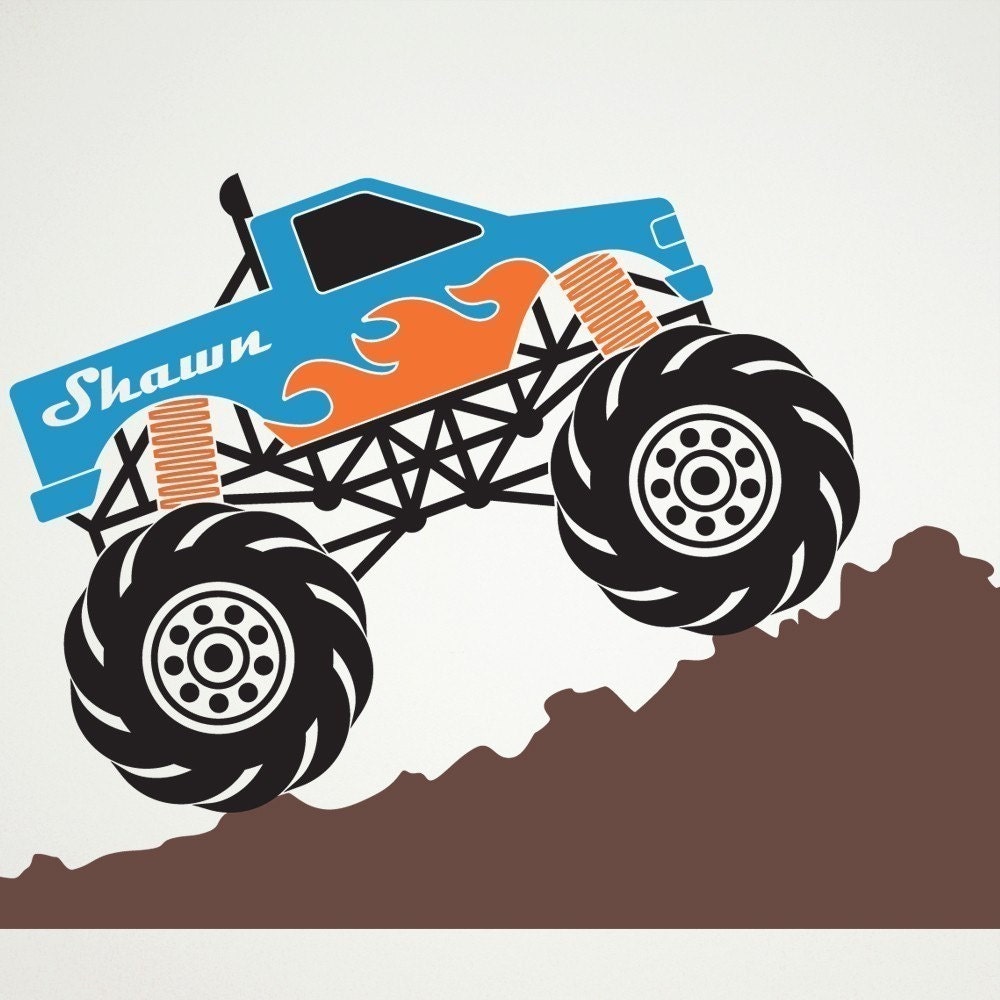Kids Custom Monster Truck Decal Personalized Boy's Name