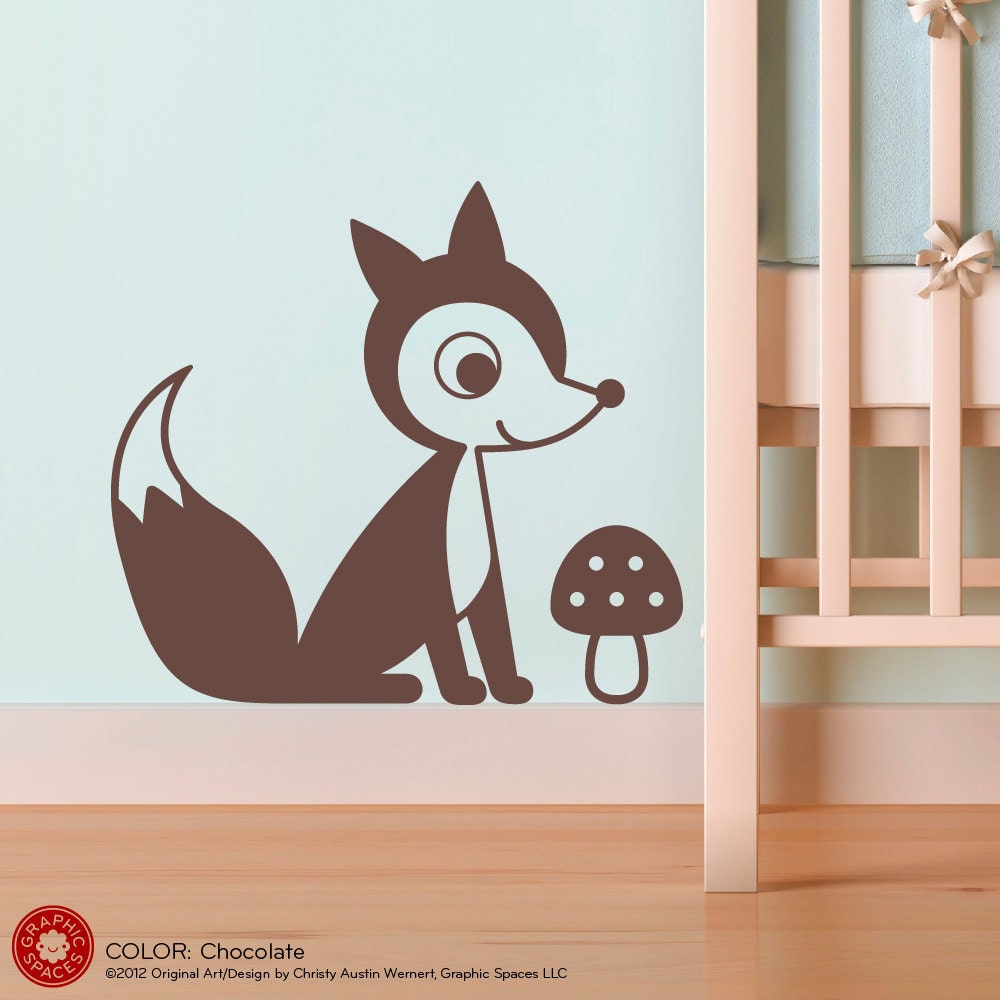 Fox Wall Decal Sticker Woodland Baby Nursery Kids Children