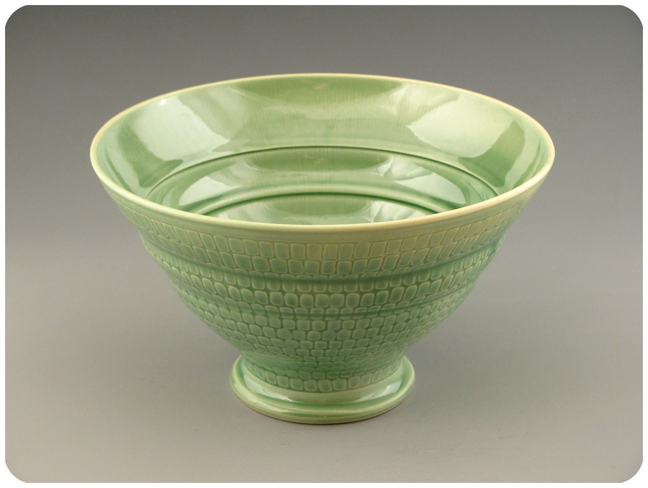Bluegreen Etched Porcelain Bowl
