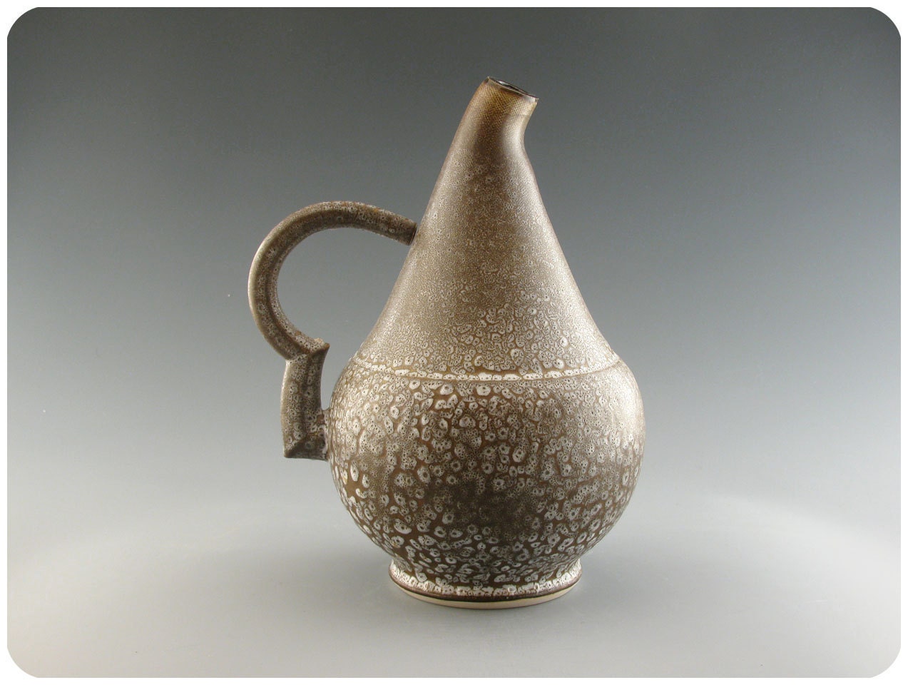 Decorative Porcelain Ewer With Question Mark Handle And Crawly Glaze