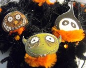 OOAK Spooky Hollow Halloween Chenille Feather Tree ornaments
