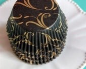 Black with Gold  Willow Cupcake Liners (50)
