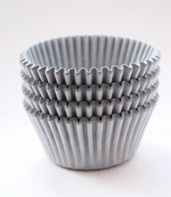 Gray Cupcake Liners. Silver Chevron Standard Cupcake Baking Cup Liners