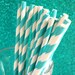 Teal Striped Paper Straws and PDF Printable Party Flags