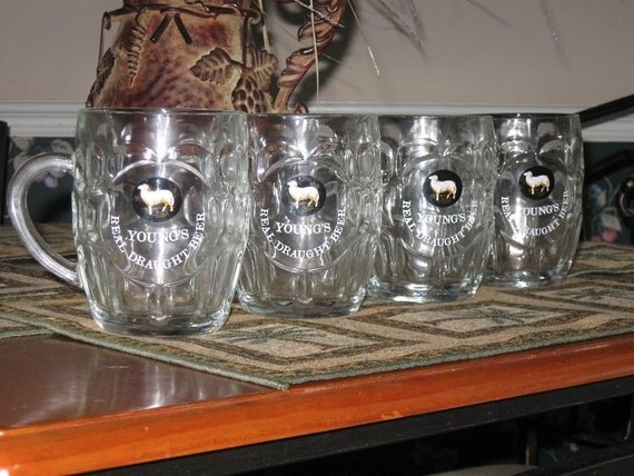 Young's Real Draught Beer Mugs Ravenhead Glass by KWDreamer